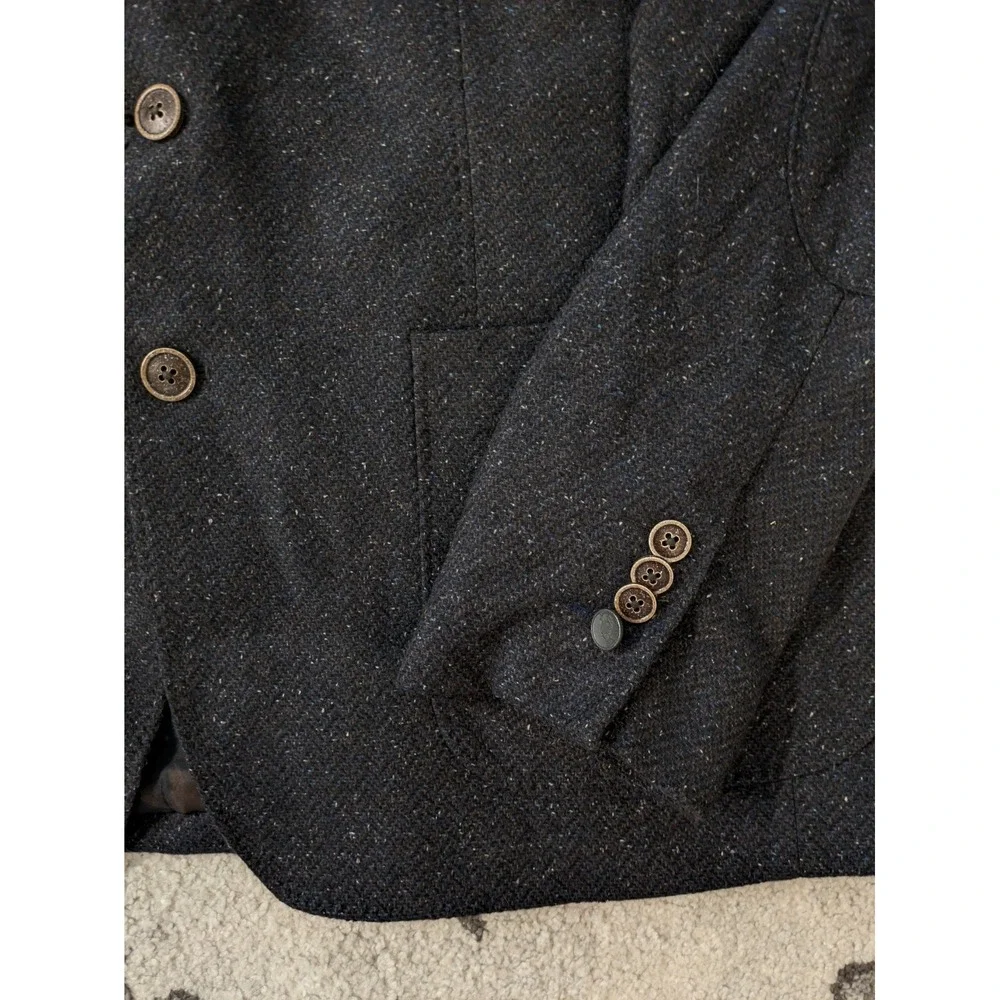 Joseph Abboud Joe Wool Flecked Tweed Herringbone Blazer 42S Elbow Patch Slim Fit